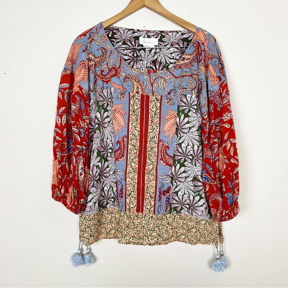 Anthropologie Sonrisa Paisley Floral Blouse Size Large - Picture 2 of 6